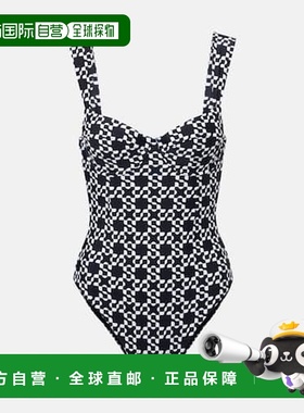 1h可退 香港直邮Simkhai 女士 Lexi 印花紧身胸衣泳衣 black黑色