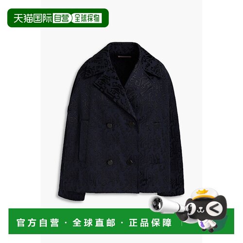 香港直邮Alaia 女士 双排扣刺绣棉质帆布夹克 AE9M180STB77C