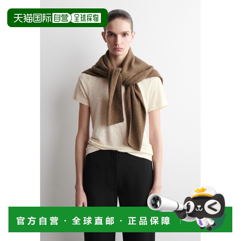 自营欧洲直邮COS 女士白色亚麻圆领T恤短袖女装图片
