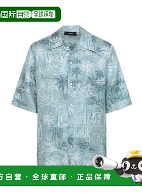 1h可退 香港直邮AMIRI 男士 全印花羈扣襯衫 AMTOSH1126 blue蓝色