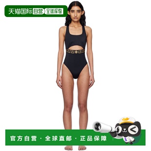 1h可退 香港直邮versace 范思哲 女士 黑色 Greca Border 连衣泳