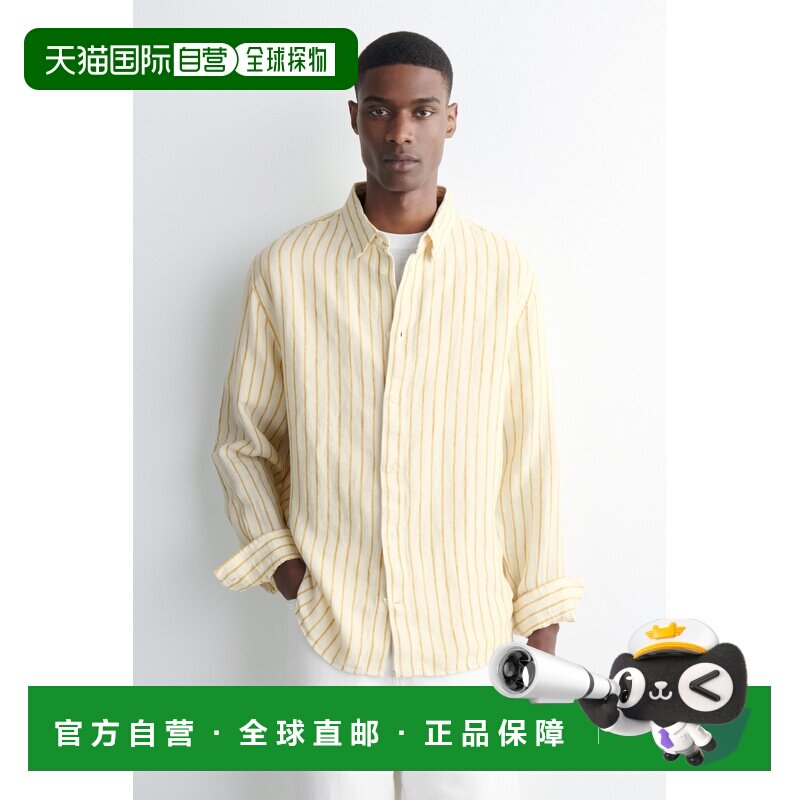 自营欧洲直邮COS 男士白色亚麻休闲衬衫 - 实物图
