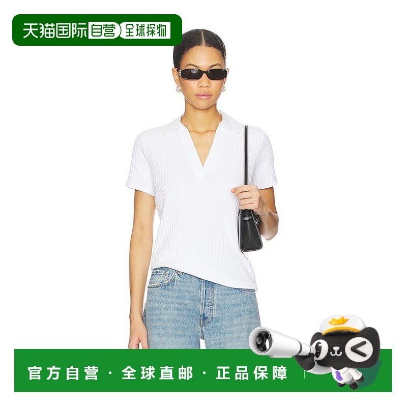 1h可退 香港直邮VINCE 女士 罗纹短袖Polo衫 V149784875 white白,女装/女士精品,POLO衫,淘宝优惠券,粉丝福利购,淘宝优惠卷