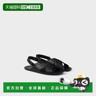 黑色小牛皮魔术贴绑带凉鞋 自营欧洲直邮Prada普拉达 男士