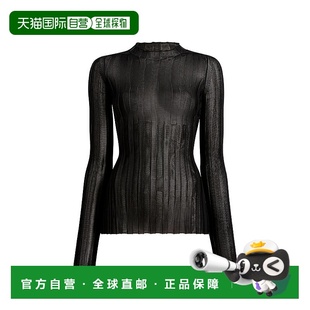 1h可退 香港直邮KHAITE 女士 Cosette 罗纹针织上衣 black黑色 舒