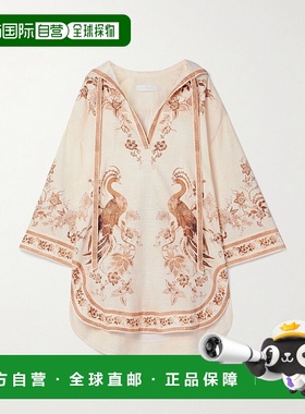 1h可退 香港直邮ZIMMERMANN 女士 Ascension 连帽印花棉质迷你连