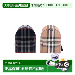 自营BURBERRY博柏利双肩背包经典纺织格纹装饰拉链配口袋春季新款