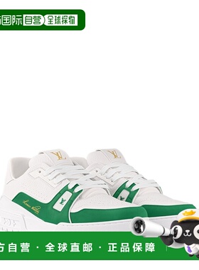 自营欧洲直邮LV路易威登 男士绿色皮革logo标识运动鞋