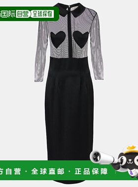 1h可退 香港直邮Blumarine 蓝色情人 女士 网纱缎面中长连衣裙 00