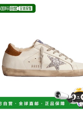 自营欧洲直邮GOLDENGOOSE/GGDB女士白色皮革蜥蜴纹路系带平底小脏