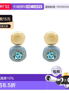 欧洲直邮LUXENTER Krimley蓝色水晶耳环 18K黄金电镀 西班牙轻奢