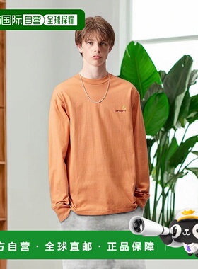 自营欧洲直邮Carhartt Wip 男士橙色棉长袖T恤针织
