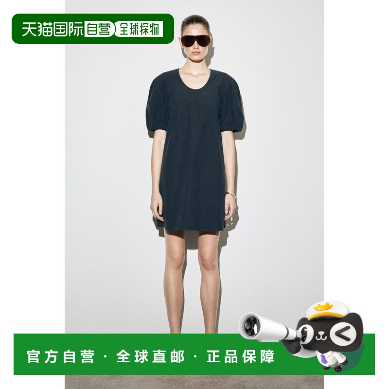 欧洲直邮自营COS 女士黑色棉质泡泡袖短款连衣裙