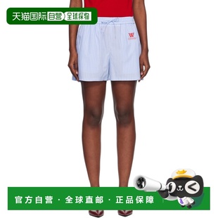 女士 蓝色 Striped 1h可退 短裤 white Poplin OWCB0 香港直邮off