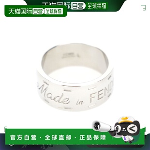 Engraving 香港直邮Fendi Lettering 男士 银色色调铜制戒指 芬迪