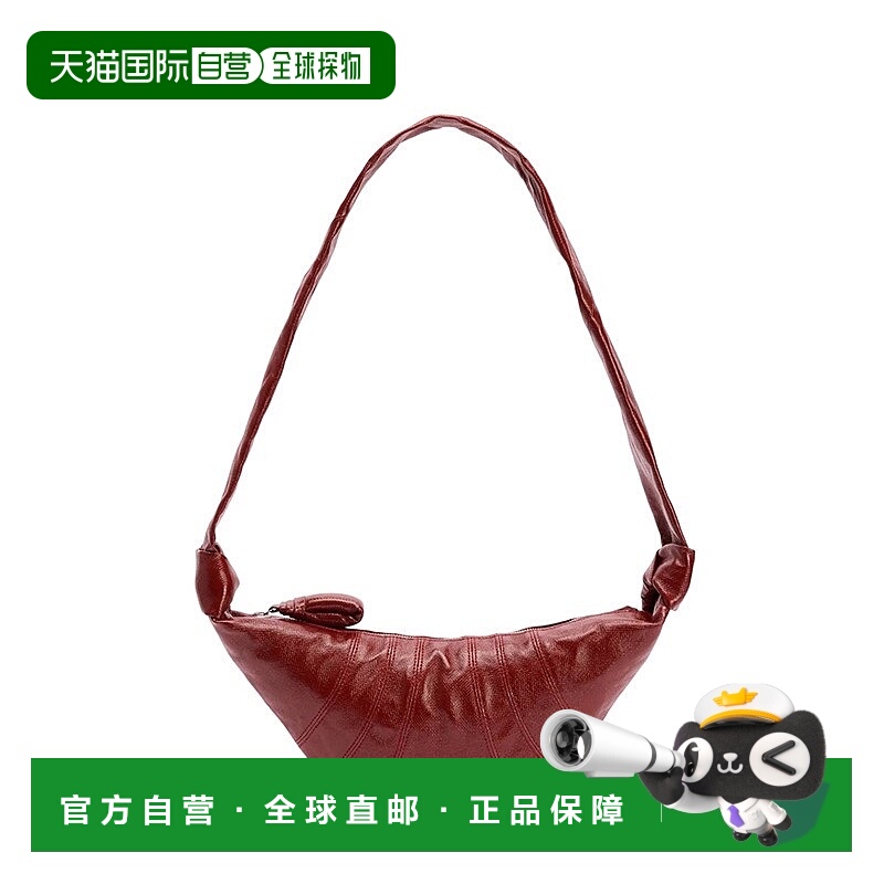 自营欧洲直邮LEMAIRE 女士砖红色纯棉拉链开合牛角面包单肩斜挎包