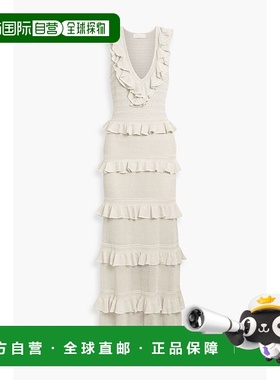 香港直邮ZIMMERMANN 女士 荷叶边金属感洞眼针织长款连衣裙 2231D