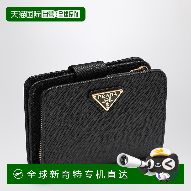 香港直邮Prada 普拉达 女士 Black Saffiano leather small conti