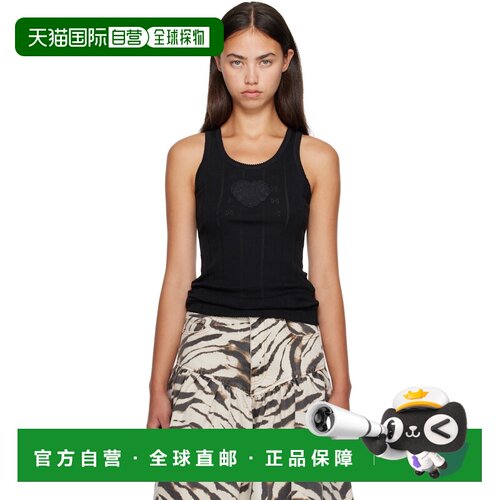 香港直邮GANNI 甘尼 女士 黑色 Compact Pointelle Rib Jersey 背