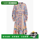 香港直邮FARM RIO 女士 1h可退 印花亚麻混纺中长连衣裙 331907SU