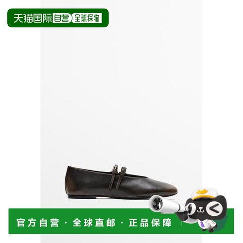 欧洲直邮Massimo Dutti 麦西姆杜特 女款 皮革吊带芭蕾平底鞋