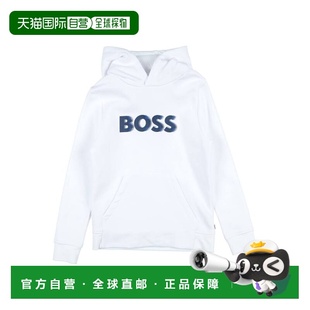 1h可退 香港直邮BOSS 波士 男童 连帽卫衣童装 white白色 舒适时