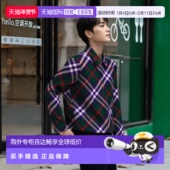 男士 自营欧洲直邮Burberry 博柏丽 紫色拼色羊毛格纹印花拉链夹克