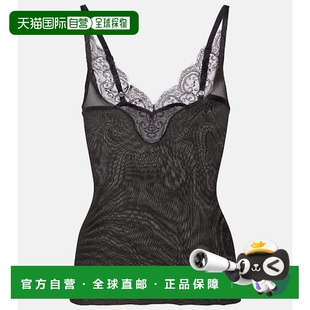 女士 圣罗兰 蕾丝边罗纹针织真丝吊带背心 Laurent 香港直邮Saint