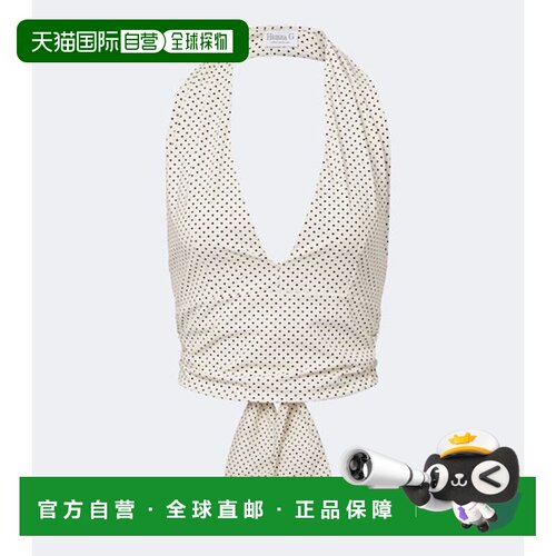 香港直邮HUNZA G 女士 波尔卡圆点挂脖短款上衣 white白色 舒适时