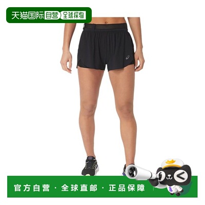 自营欧洲直邮ASICS METARUN SPLIT女士黑色聚酯纤维跑步短裤运动