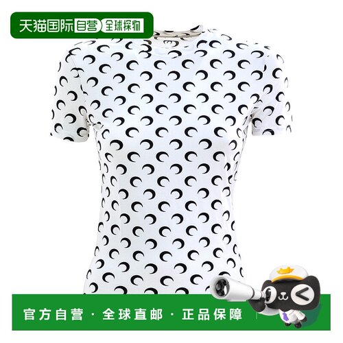 1h可退 香港直邮Marine Serre 女士 白色 Moon Printed Jersey Sh