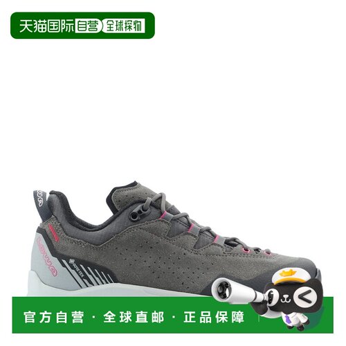 自营欧洲直邮LOWA Explorer女士灰色/粉色绒面革纺织低帮徒步鞋