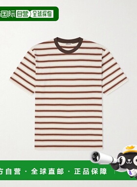 香港直邮AURALEE 男士 条纹棉针织T恤 A26ST02GJFADEBROWNSTRIPE