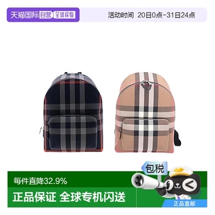 飾拉鏈配口袋時尚 歐洲直郵BURBERRY博柏利 經(jīng)典 紡織格紋裝 雙肩包