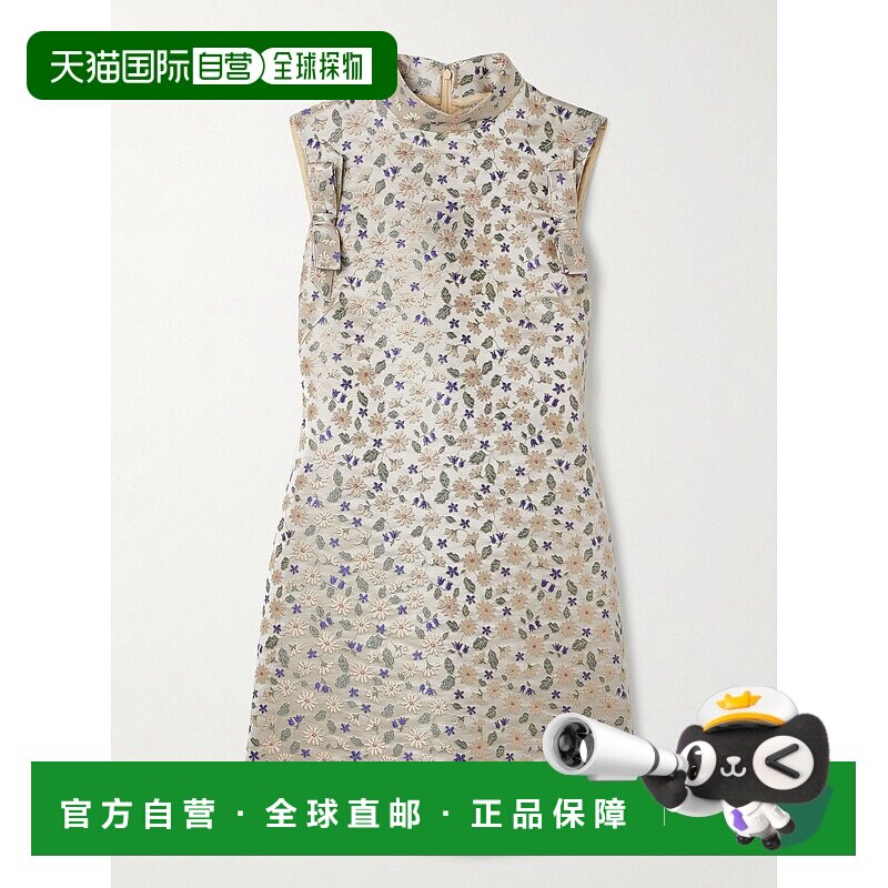 香港直邮Valentino 华伦天奴 女士 蝴蝶结花朵图案织锦迷你连衣裙