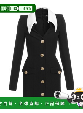 1h可退 香港直邮Balmain 巴尔曼 女士 翻领纽扣连衣裙 CF1R9114WC