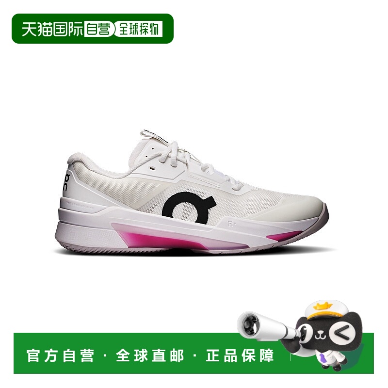 自营欧洲直邮ON昂跑 THE ROGER系列男士白色/粉色聚酯纤维滑步运