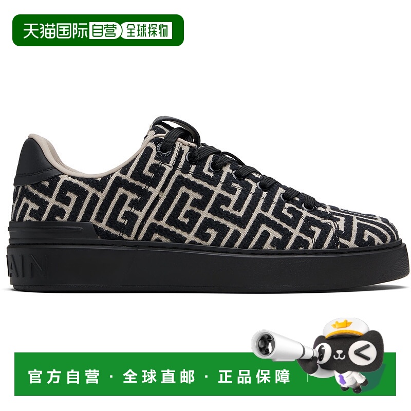 香港直邮Balmain 巴尔曼 男士 黑色 B-Court Monogram 运动鞋 FM1