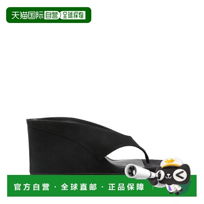 香港直邮Alaia 女士 Tong 75 绒面革坡跟凉鞋 AA3M105C0H53