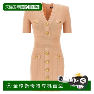 香港直邮Balmain 女士 1h可退 巴尔曼 EF1R6045KB0 V领短袖 连衣裙