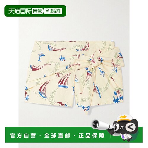 1h可退 香港直邮Rabanne 女士 蝴蝶结印花棉质短裤 25ACPA046CO05