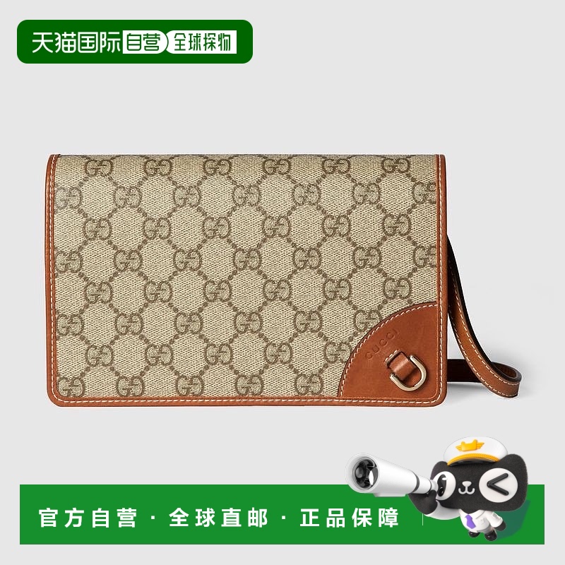 自营欧洲直邮Gucci古驰女士米色和深棕色帆布GG图案迷你单肩包