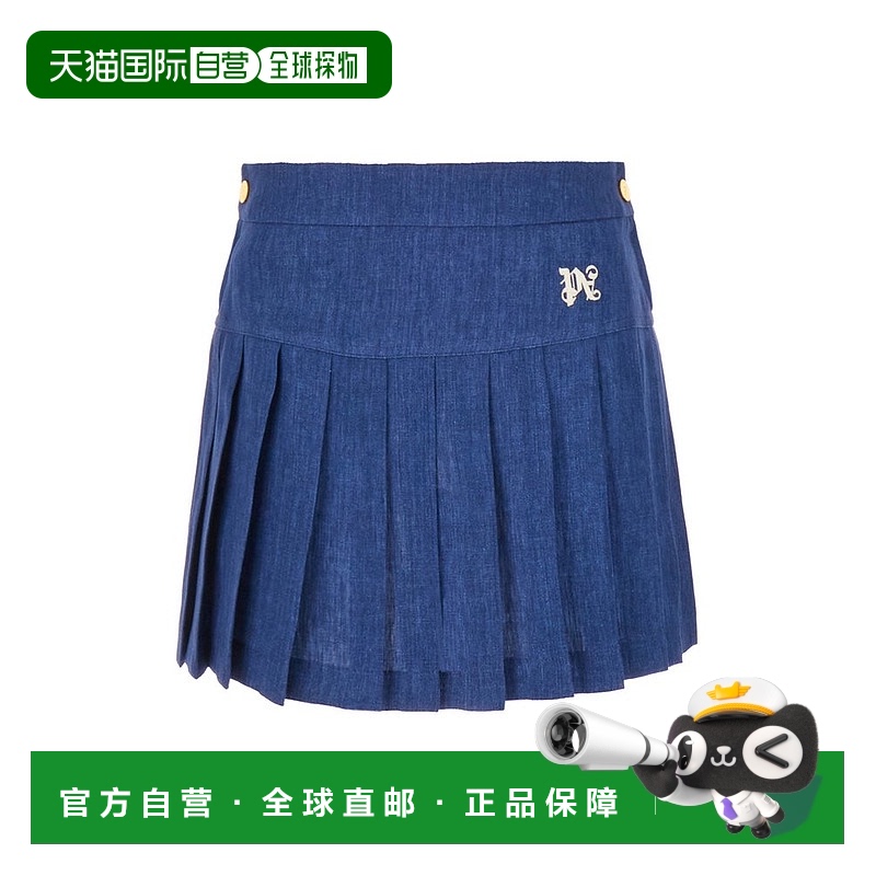 香港直邮Palm Angels 棕榈天使 女士 徽标百褶半身裙 PWCC070S24F