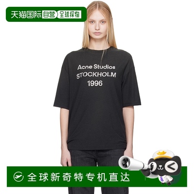 香港直邮Acne Studios 艾克妮 女士 黑色 Relaxed Fit Logo T 恤