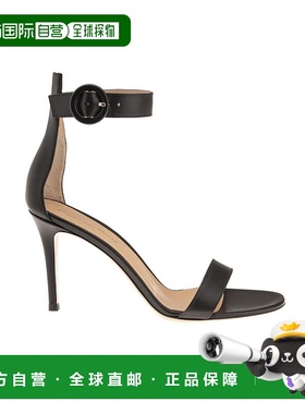 香港直邮Gianvito Rossi 黑色徽标设计高跟凉鞋 G60953-85RIC