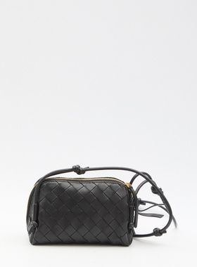 香港直邮Bottega Veneta 葆蝶家 女士 黑色编织拉链肩包 794258VC