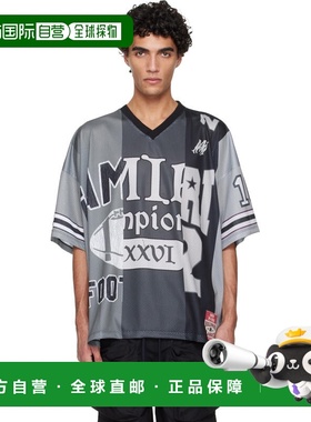 1h可退 香港直邮AMIRI 男士 灰色 Spliced Oversized Mesh T 恤 A