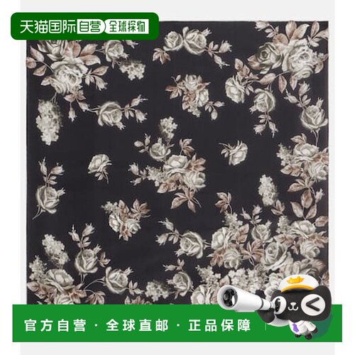 香港直邮magda butrym 女士 花朵真丝围巾 black黑色 舒适时尚