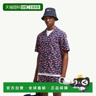 欧洲直邮Moncler/盟可睐 鲨鱼印花棉质短袖衬衫府绸