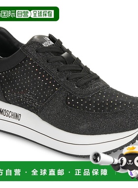 欧洲直邮Love Moschino 女士 STRASS MESH & GLITTER 低帮板鞋 黑